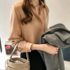 Áo sơ mi nữ Hàn Quốc cổ bẻ GIẤU NÚT rộng dài tay vải lụa mềm mịn ít nhăn 6