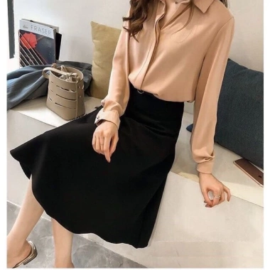 Áo sơ mi nữ Hàn Quốc cổ bẻ GIẤU NÚT rộng dài tay vải lụa mềm mịn ít nhăn 7 Áo sơ mi nữ Hàn Quốc cổ bẻ GIẤU NÚT rộng dài tay vải lụa mềm mịn ít nhăn 7