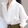 Áo sơ mi nữ IELGY dáng rộng cổ đứng nút màu trơn - Thời trang, giá 276.910₫ 3