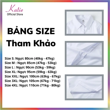 Áo sơ mi nữ KATIE cotton mát mẻ, không nhăn, trắng, tay dài & ngắn – 193.800đ