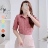 Áo sơ mi nữ kẻ caro cổ đức tay lỡ nơ trẻ trung WEXUU BS07.01 giảm giá 200k