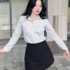 Áo sơ mi nữ kẻ sọc tay dài, cổ trầm công sở, vải Oxford, giảm giá 125.000đ 5