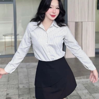 Áo sơ mi nữ kẻ sọc tay dài, cổ trầm công sở, vải Oxford, giảm giá 125.000đ 5 Áo sơ mi nữ kẻ sọc tay dài, cổ trầm công sở, vải Oxford, giảm giá 125.000đ 5