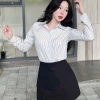 Áo sơ mi nữ kẻ sọc tay dài, cổ trầm công sở, vải Oxford, giảm giá 125.000đ 6