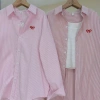 Áo sơ mi nữ kẻ sọc xanh hồng dài tay cotton lụa cao cấp - Hot 2.024 giảm giá 7