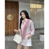 Áo sơ mi nữ kẻ unisex phong cách Hàn Quốc, form rộng, mềm mịn, kèm khăn SM04 9