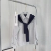 Áo sơ mi nữ kẻ unisex phong cách Hàn Quốc, form rộng, mềm mịn, kèm khăn SM04 10