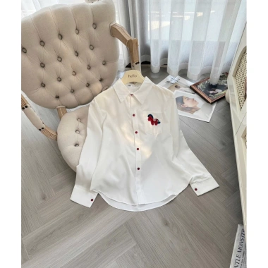 Áo sơ mi nữ logo Ngựa hottrend - thô Hàn, cổ đức, mùa Xuân Hè, giảm giá 175k