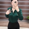 Áo sơ mi nữ lụa cổ V hợp kim - Thiết kế sang trọng màu đỏ đen trắng, giảm giá 22% 10