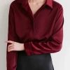 Áo sơ mi nữ lụa dài tay công sở nẹp ẩn khuy - Cao cấp, trơn, giá ưu đãi 176.400₫