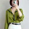 Áo sơ mi nữ lụa dài tay công sở nẹp ẩn khuy - Cao cấp, trơn, giá ưu đãi 176.400₫ 6
