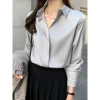 Áo sơ mi nữ lụa dài tay công sở nẹp ẩn khuy - Cao cấp, trơn, giá ưu đãi 176.400₫ 9