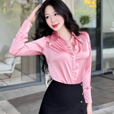 Áo Sơ Mi Nữ Lụa Đính Đá Cao Cấp – Dài tay Đen Trắng Xanh, Giá ưu đãi 245.000 VND