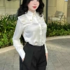 Áo Sơ Mi Nữ Lụa Đính Đá Cao Cấp – Dài tay Đen Trắng Xanh, Giá ưu đãi 245.000 VND 6