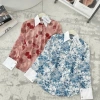 Áo sơ mi nữ lụa hoạ tiết hoa xanh đỏ, công sở phối cổ trắng - Giá chỉ 195.000 VND 2