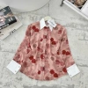 Áo sơ mi nữ lụa hoạ tiết hoa xanh đỏ, công sở phối cổ trắng - Giá chỉ 195.000 VND 5