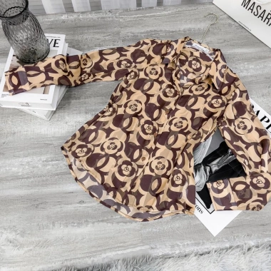 Áo sơ mi nữ lụa tằm dài tay cao cấp công sở hoa cánh to nâu MQ Boutique 289.000đ 6