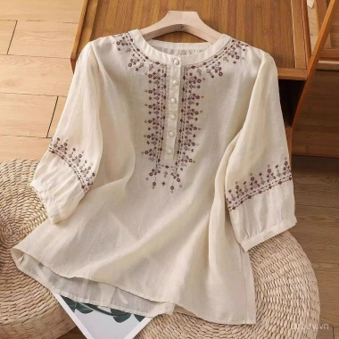 Áo sơ mi nữ mỏng cổ tròn thêu họa tiết, rời nút thời trang mùa hè - Giá chỉ 235.766₫ 2 Áo sơ mi nữ mỏng cổ tròn thêu họa tiết, rời nút thời trang mùa hè - Giá chỉ 235.766₫ 2