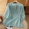 Áo sơ mi nữ mỏng cổ tròn thêu họa tiết, rời nút thời trang mùa hè - Giá chỉ 235.766₫ 8