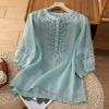 Áo sơ mi nữ mỏng cổ tròn thêu họa tiết, rời nút thời trang mùa hè - Giá chỉ 235.766₫ 10