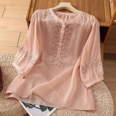 Áo sơ mi nữ mỏng cổ tròn thêu họa tiết, rời nút thời trang mùa hè - Giá chỉ 235.766₫ 12 Áo sơ mi nữ mỏng cổ tròn thêu họa tiết, rời nút thời trang mùa hè - Giá chỉ 235.766₫ 12