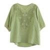 Áo sơ mi nữ mùa hè cổ chữ V tay năm phần tư, cotton & organza thêu họa tiết - 254k 7