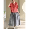 Áo sơ mi nữ mùa hè cổ chữ V tay năm phần tư, cotton & organza thêu họa tiết - 254k 8