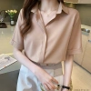 Áo sơ mi nữ ngắn tay công sở WEXUU form suông rộng, chất lụa mềm thoáng khí 190k 7