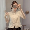 Áo sơ mi nữ phong cách Trung Quốc mùa hè tay phồng, thêu ren, nút Mandarin độc đáo - Giá 166.824 VND 2