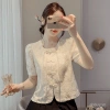 Áo sơ mi nữ phong cách Trung Quốc mùa hè tay phồng, thêu ren, nút Mandarin độc đáo - Giá 166.824 VND 7