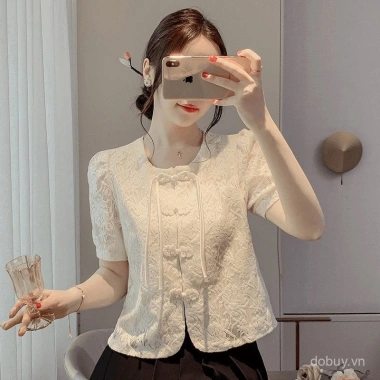 Áo sơ mi nữ phong cách Trung Quốc mùa hè tay phồng, thêu ren, nút Mandarin độc đáo - Giá 166.824 VND 7 Áo sơ mi nữ phong cách Trung Quốc mùa hè tay phồng, thêu ren, nút Mandarin độc đáo - Giá 166.824 VND 7