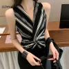 Áo sơ mi nữ retro sọc vest pleats mỏng dệt kim không tay - Giá ưu đãi 145.476₫ 3