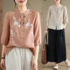 Áo sơ mi nữ style Trung Quốc, thêu tỉ mỉ, cổ Mandarin thời thượng - Giá ưu đãi 316.323 VND