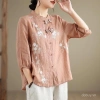 Áo sơ mi nữ style Trung Quốc, thêu tỉ mỉ, cổ Mandarin thời thượng - Giá ưu đãi 316.323 VND 3