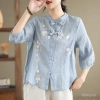 Áo sơ mi nữ style Trung Quốc, thêu tỉ mỉ, cổ Mandarin thời thượng - Giá ưu đãi 316.323 VND 8