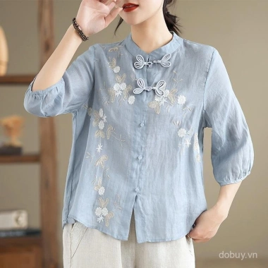 Áo sơ mi nữ style Trung Quốc, thêu tỉ mỉ, cổ Mandarin thời thượng - Giá ưu đãi 316.323 VND 8 Áo sơ mi nữ style Trung Quốc, thêu tỉ mỉ, cổ Mandarin thời thượng - Giá ưu đãi 316.323 VND 8
