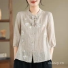 Áo sơ mi nữ style Trung Quốc, thêu tỉ mỉ, cổ Mandarin thời thượng - Giá ưu đãi 316.323 VND 9