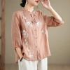 Áo sơ mi nữ style Trung Quốc, thêu tỉ mỉ, cổ Mandarin thời thượng - Giá ưu đãi 316.323 VND 12