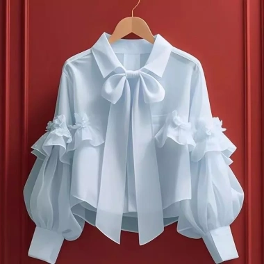 Áo sơ mi nữ tay dài cổ hẹp sash trơn - Giá ưu đãi 165.240 VND, giá gốc 214.812 VND 3