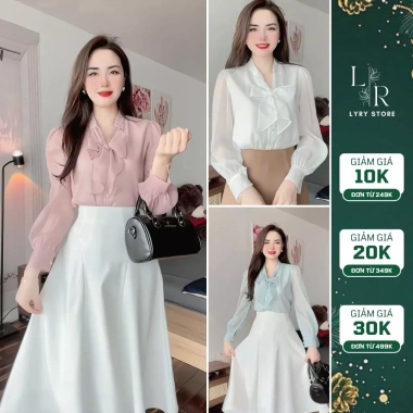 Áo Sơ Mi Nữ Tay Dài Cổ Nơ 3 Màu Lụa Cao Cấp Hàn Quốc - S38 Giá Ưu Đãi 228k