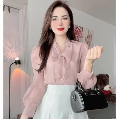 Áo Sơ Mi Nữ Tay Dài Cổ Nơ 3 Màu Lụa Cao Cấp Hàn Quốc - S38 Giá Ưu Đãi 228k