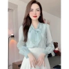 Áo Sơ Mi Nữ Tay Dài Cổ Nơ 3 Màu Lụa Cao Cấp Hàn Quốc - S38 Giá Ưu Đãi 228k 4