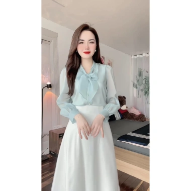 Áo Sơ Mi Nữ Tay Dài Cổ Nơ 3 Màu Lụa Cao Cấp Hàn Quốc - S38 Giá Ưu Đãi 228k