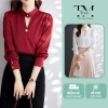 Áo sơ mi nữ tay dài công sở, cổ ôm chữ V, lụa mango mềm mịn, thoáng mát, giá 155k giảm mạnh