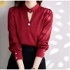 Áo sơ mi nữ tay dài công sở, cổ ôm chữ V, lụa mango mềm mịn, thoáng mát, giá 155k giảm mạnh 6