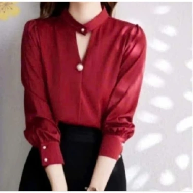 Áo sơ mi nữ tay dài công sở, cổ ôm chữ V, lụa mango mềm mịn, thoáng mát, giá 155k giảm mạnh 6