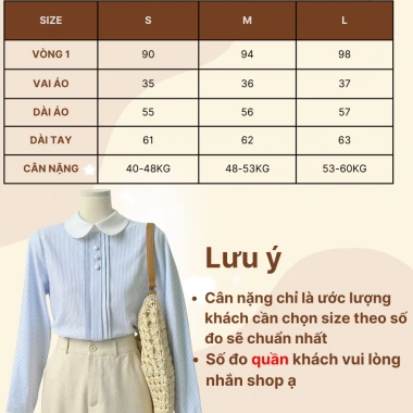 Áo Sơ Mi Nữ Tay Dài Công Sở Hàn Quốc Kẻ Sọc Xanh Cổ Sen Phối Nút - Giá 205k 5