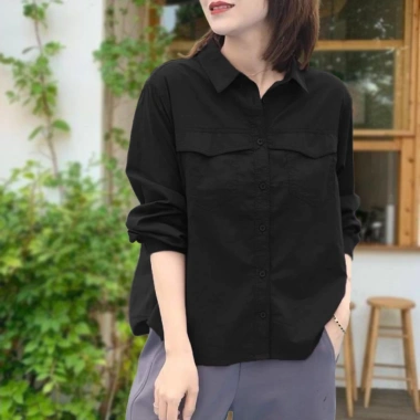 Áo sơ mi nữ tay dài Hàn Quốc vải thô cotton cao cấp mềm mịn mát K2.205 giá ưu đãi 159k 3 Áo sơ mi nữ tay dài Hàn Quốc vải thô cotton cao cấp mềm mịn mát K2.205 giá ưu đãi 159k 3