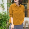 Áo sơ mi nữ tay dài Hàn Quốc vải thô cotton cao cấp mềm mịn mát K2.205 giá ưu đãi 159k 6