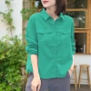 Áo sơ mi nữ tay dài Hàn Quốc vải thô cotton cao cấp mềm mịn mát K2.205 giá ưu đãi 159k 8